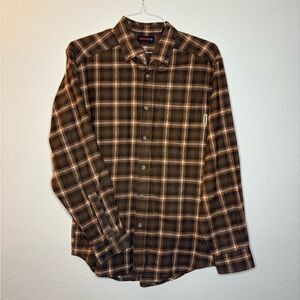 Wolverine Brown Casual Button Down Shirt Earthy Plaid